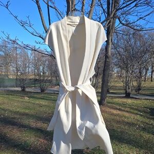 H&M Cream Sleeveless Midi Wrap Shrug with Tie